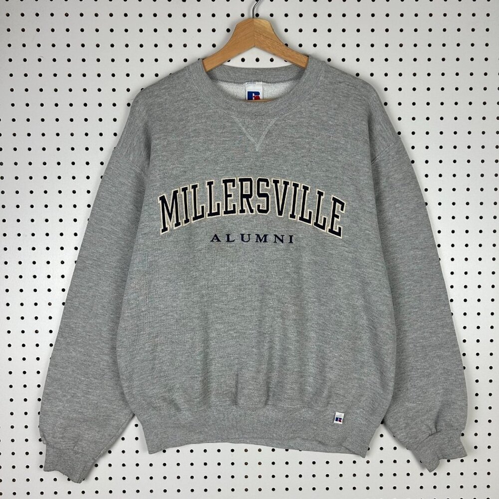 Millersville Alumni Vintage Crewneck Large Gray Sweatshirt‎ Russell Athletic Y2K